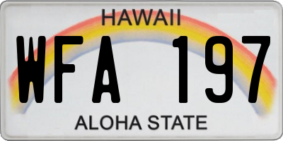 HI license plate WFA197