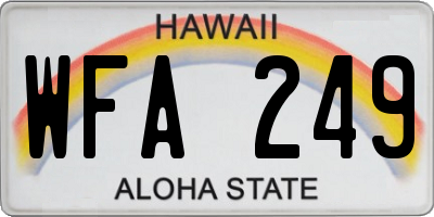HI license plate WFA249