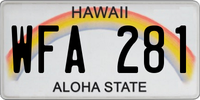 HI license plate WFA281