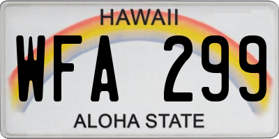 HI license plate WFA299