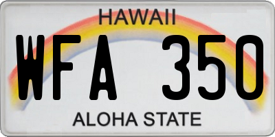 HI license plate WFA350