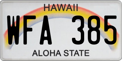 HI license plate WFA385