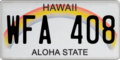 HI license plate WFA408