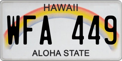 HI license plate WFA449