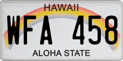 HI license plate WFA458
