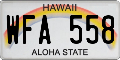 HI license plate WFA558