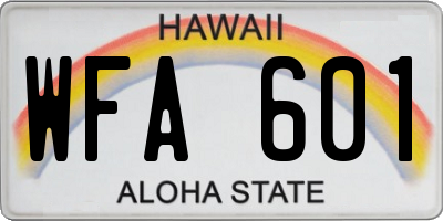 HI license plate WFA601