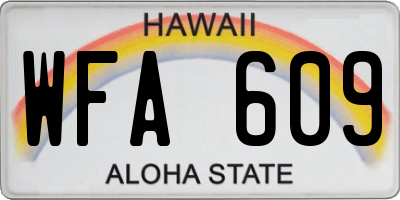 HI license plate WFA609