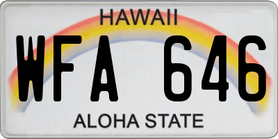 HI license plate WFA646