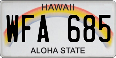 HI license plate WFA685