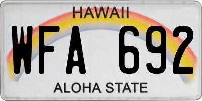 HI license plate WFA692