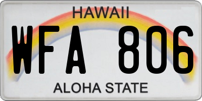HI license plate WFA806