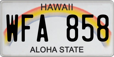 HI license plate WFA858
