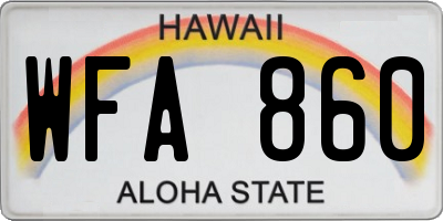 HI license plate WFA860