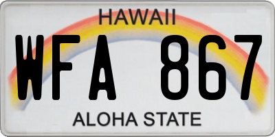 HI license plate WFA867