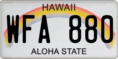 HI license plate WFA880