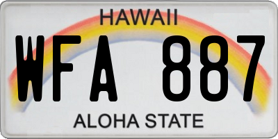 HI license plate WFA887