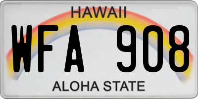 HI license plate WFA908