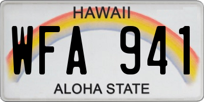 HI license plate WFA941