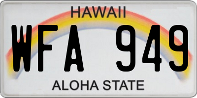 HI license plate WFA949