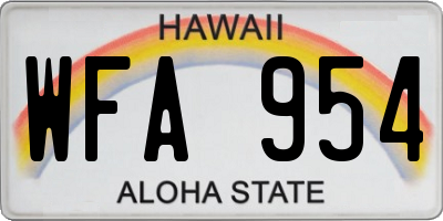 HI license plate WFA954