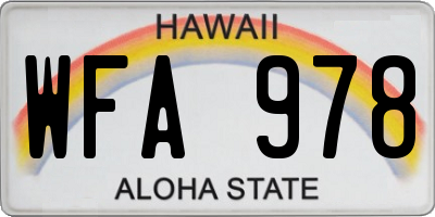 HI license plate WFA978