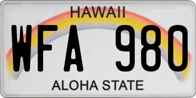 HI license plate WFA980