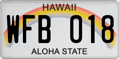 HI license plate WFB018