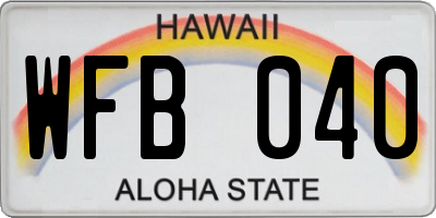 HI license plate WFB040