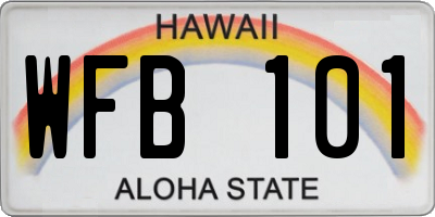 HI license plate WFB101