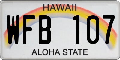HI license plate WFB107