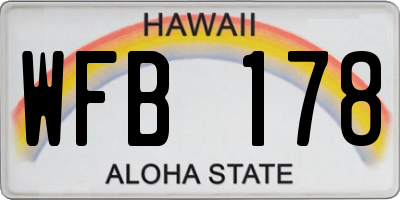 HI license plate WFB178