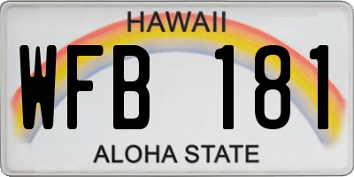 HI license plate WFB181
