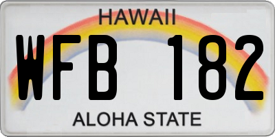 HI license plate WFB182