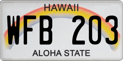 HI license plate WFB203