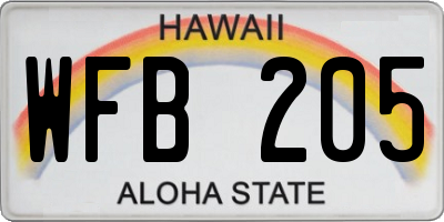 HI license plate WFB205