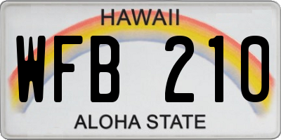 HI license plate WFB210