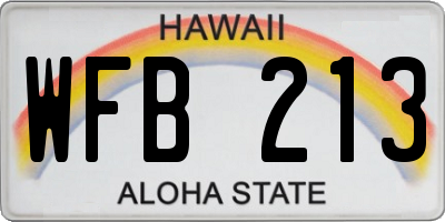 HI license plate WFB213