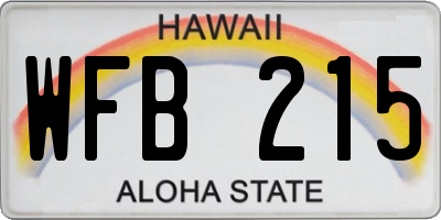 HI license plate WFB215