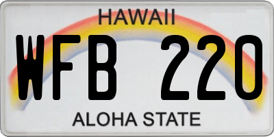 HI license plate WFB220
