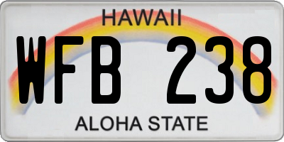 HI license plate WFB238
