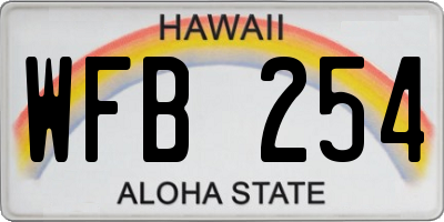 HI license plate WFB254