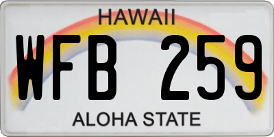 HI license plate WFB259