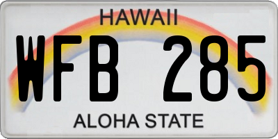 HI license plate WFB285