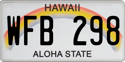 HI license plate WFB298
