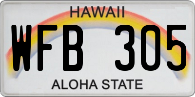 HI license plate WFB305