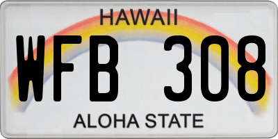 HI license plate WFB308