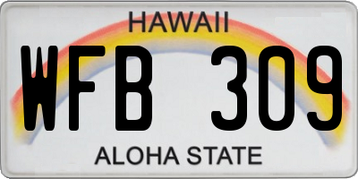 HI license plate WFB309