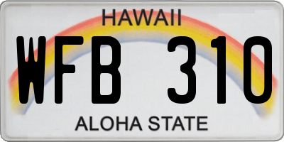 HI license plate WFB310