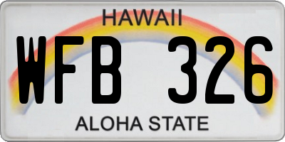 HI license plate WFB326